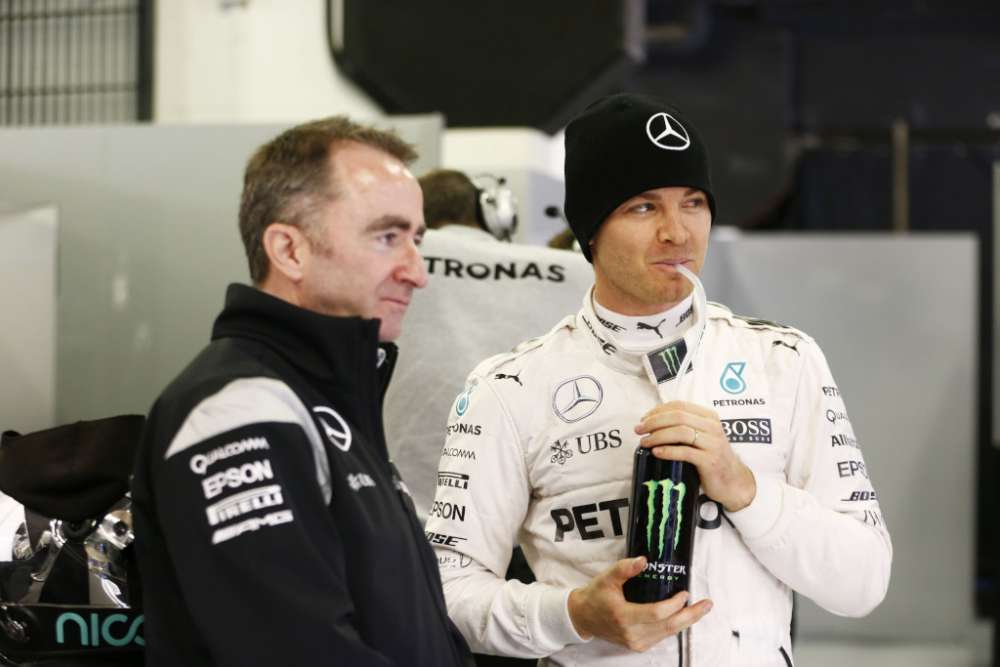 Nico Rosberg drinking his monster before going on track day 3 testing 2016