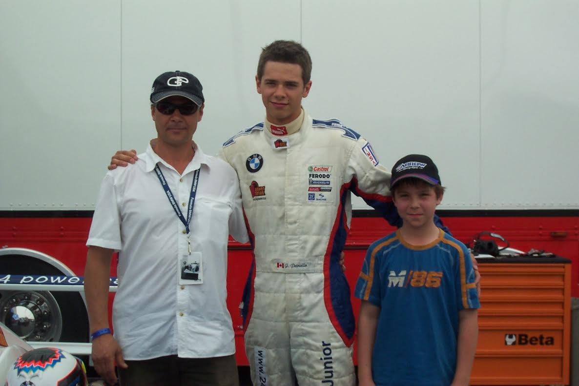 Jeffrey Petriello and his father with Olivier Bedard at the Grand Prix of Montreal
