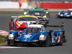 Alpine A460 on track passsing slower division cars at the 6 hours of silverstone 2016