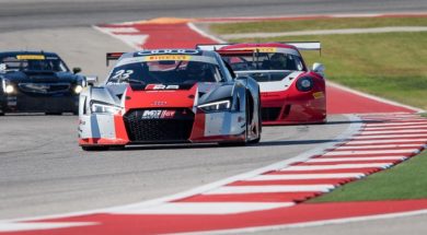 M1 GT Racing with Driver Walt Bowlin Head to Barber Motorsports Park for Their Second Pirelli World Challenge Event of the Season in front of a porsche