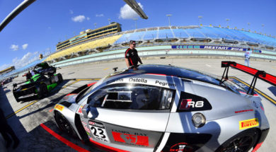 M1 GT Racing and Audi Are Victorious at Miami 500 Remi Lenteigne inspecting the car