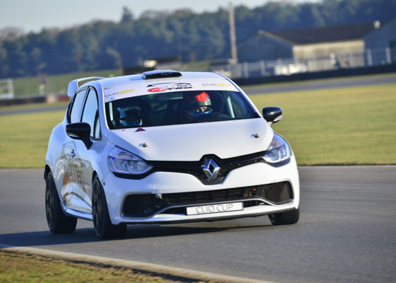 Jack McCarthy getting to grips with   a Renault UK Clio Cup car at Snetterton