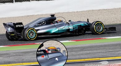 Mercedes seeks cooling through shark fin chimney