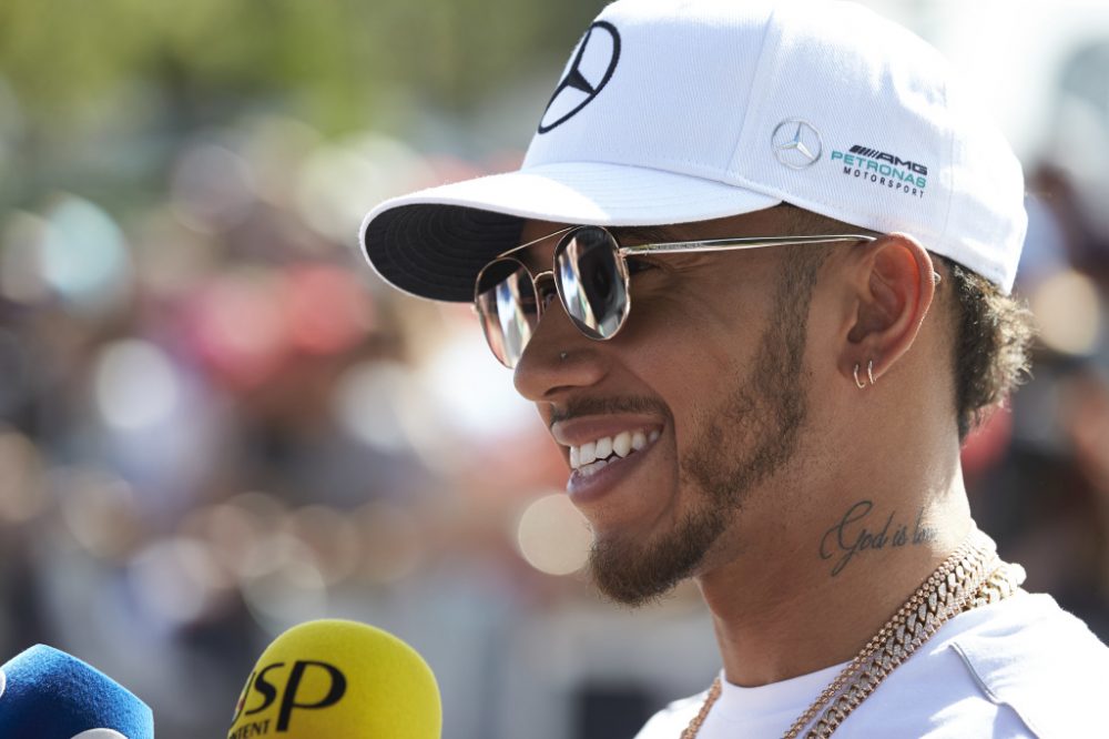 Hamilton all smiles after Friday practice 2017 Australian Grand Prix