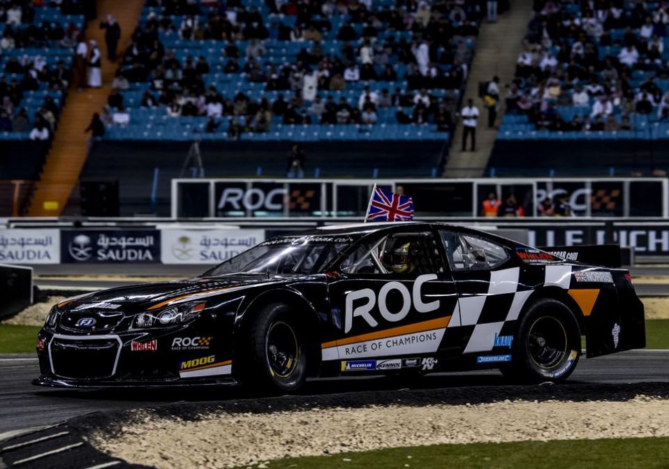 Lando Norris in a nascar at the ROC race