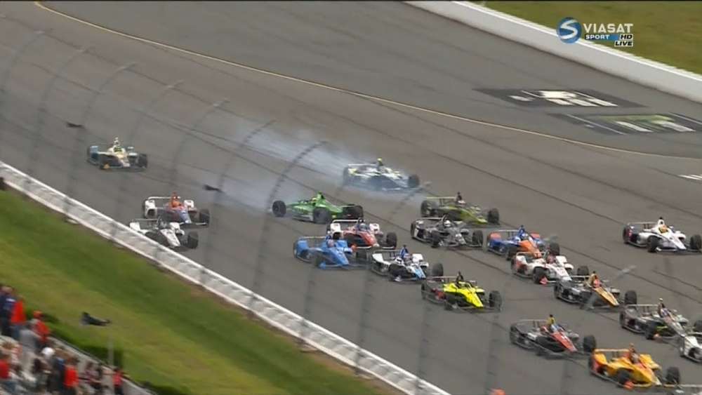 IndyCar Series 2018. Pocono Raceway. Start Crash