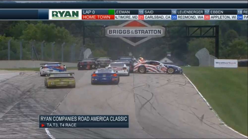 Trans-Am Series (TA/TA3/TA4) 2018. Road America. Start Crashes