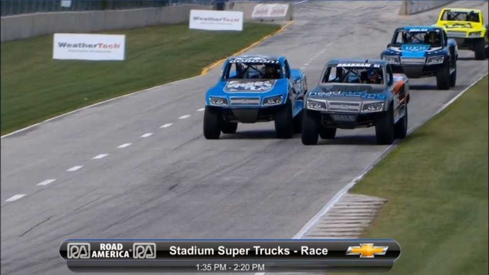 Stadium Super Trucks 2018. Race 1 Road America. Last Laps Battle for Win