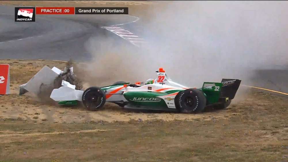 IndyCar Series  2018. FP1 Grand Prix of Portland. Alfonso Celis Jr. Spins