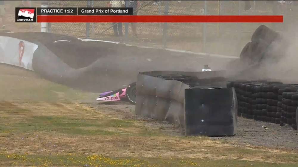 IndyCar Series 2018. FP3 Grand Prix of Portland. Sébastien Bourdais Hard Crash