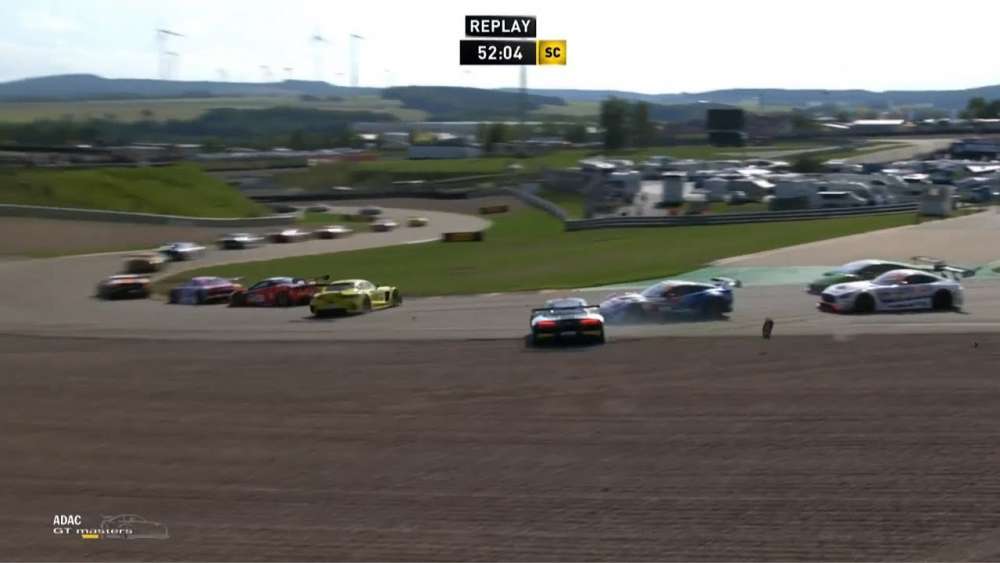 ADAC GT Masters 2018. Race 1 Sachsenring. Crash