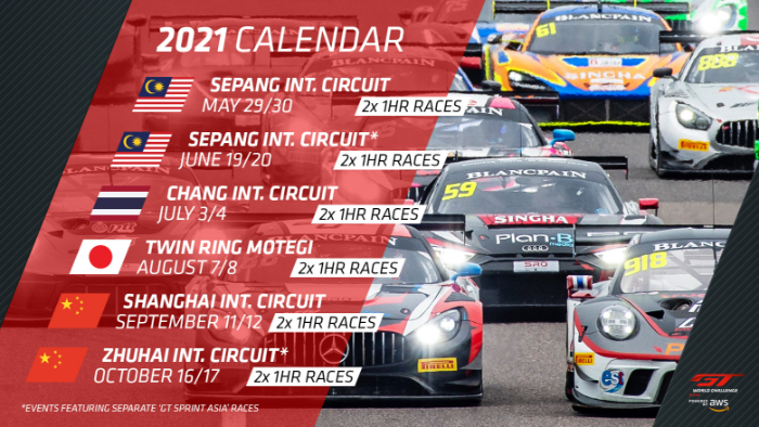 NEW CIRCUITS AND INITIATIVES FOR 2021 GT WORLD CHALLENGE ASIA